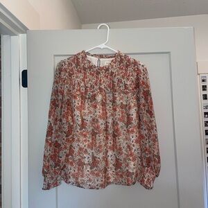 Roolee Red and Cream Floral Blouse